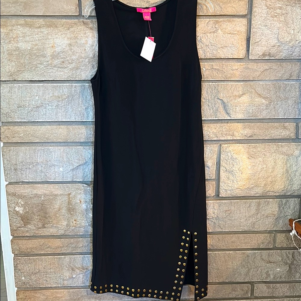 Black Sleeveless Dress with Gold Studs